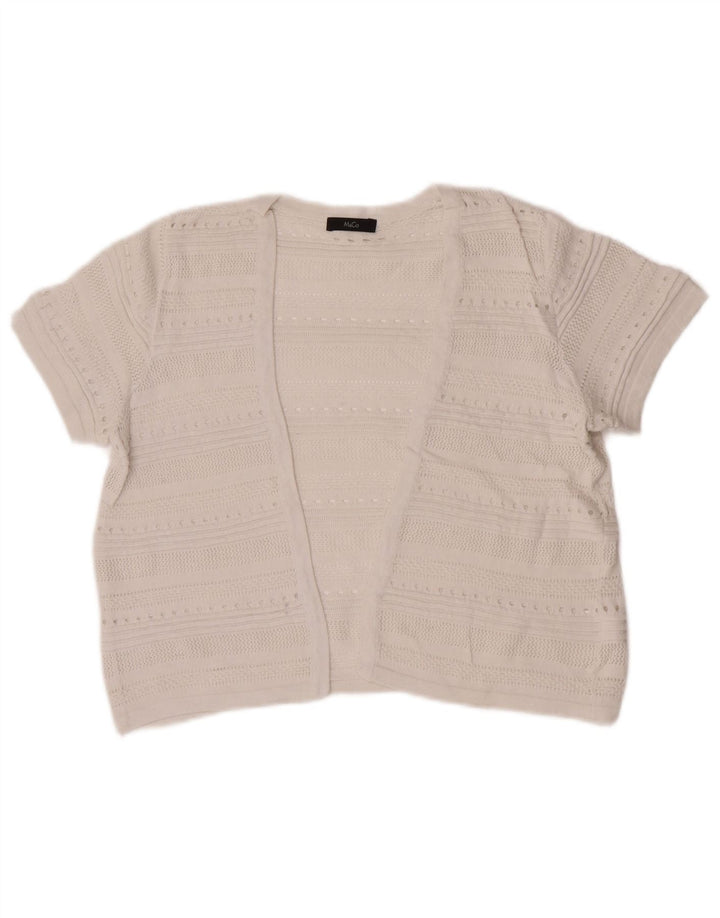 M&Co Womens Crop Kortærmet Åben Cardigan Sweater UK 12 Medium White