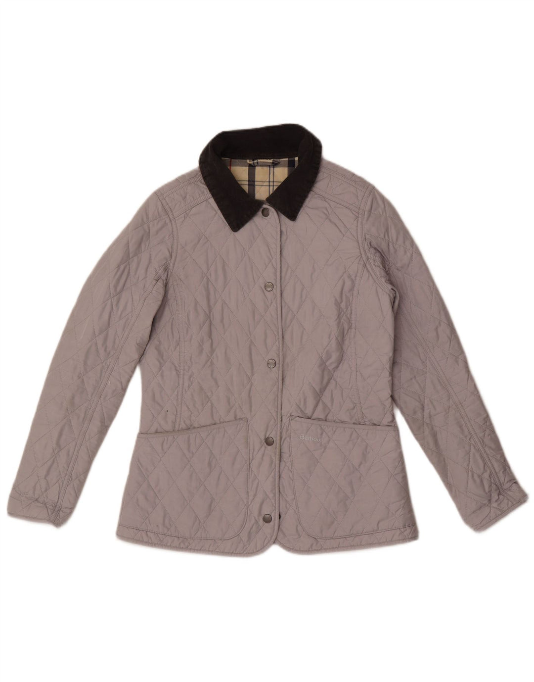 Barbour Quiltet jakke til kvinder UK 8 Small Grey Colourblock Polyester