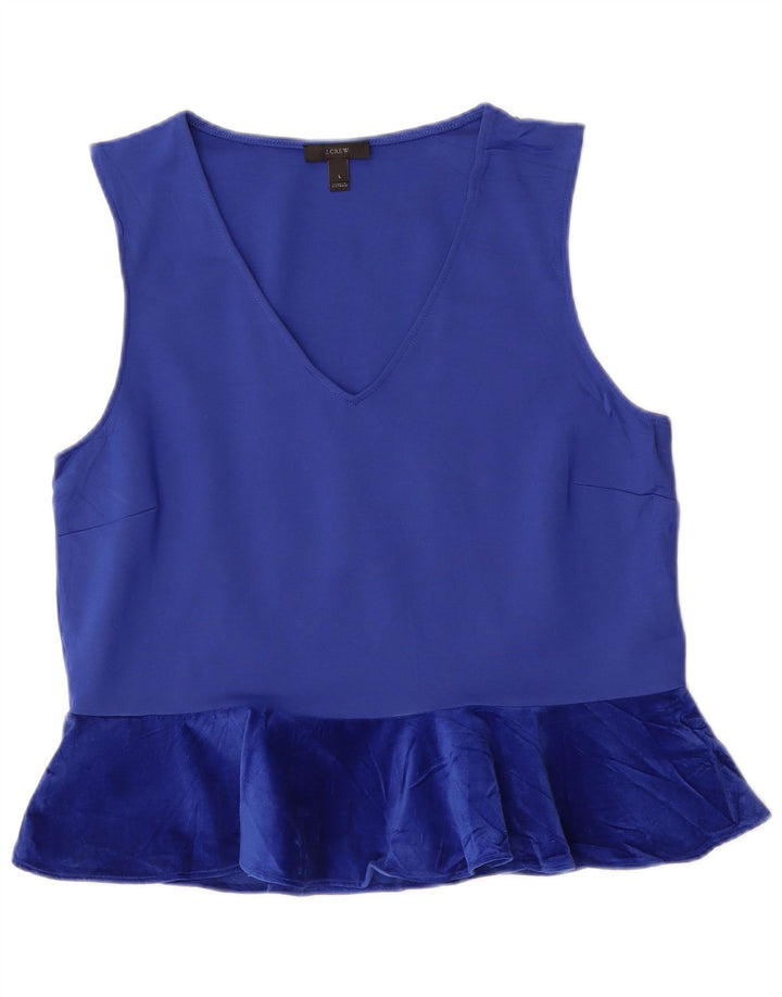 J. CREW Dame ærmeløs bluse Top UK 14 Large Blue Viscose