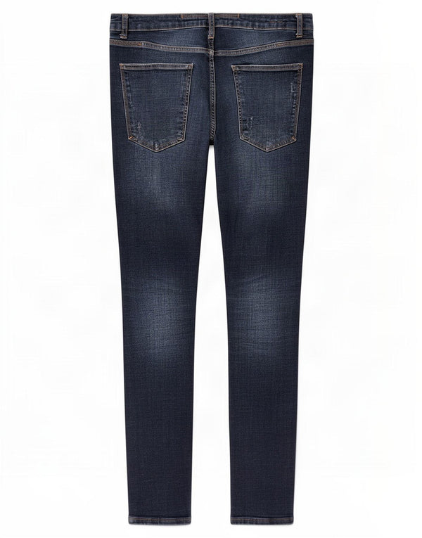 Zara Herre Distressed Skinny Jeans EU 46 XL W36 L30 Blå Bomuld