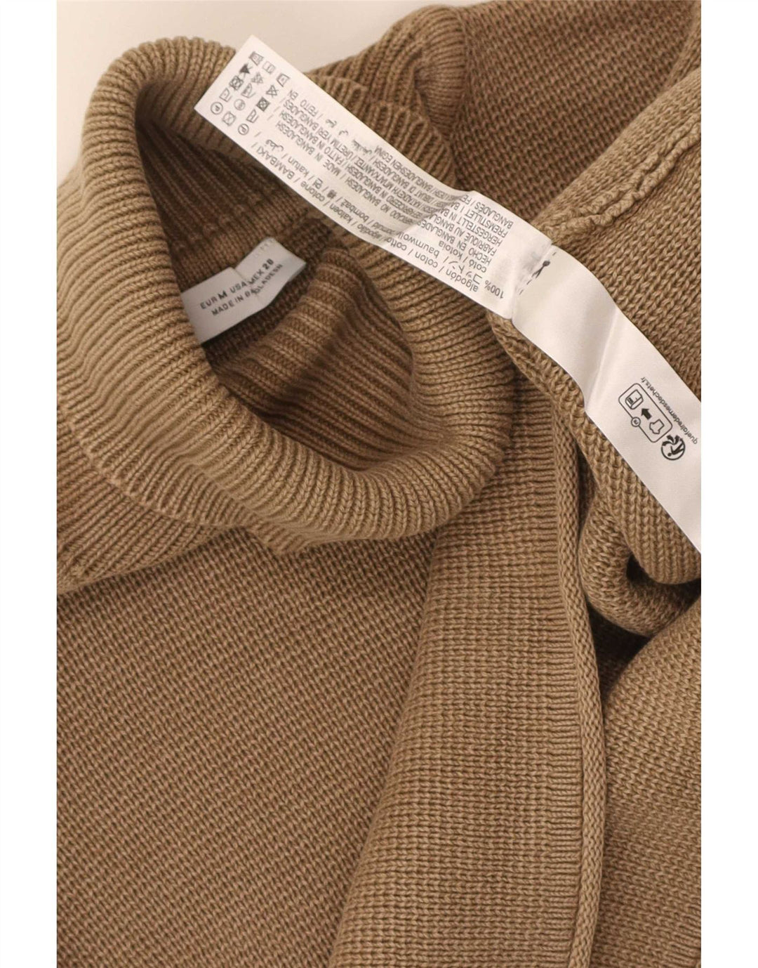 Zara Dame Crop Roll Neck Jumper Sweater UK 14 Medium Brown Bomuld