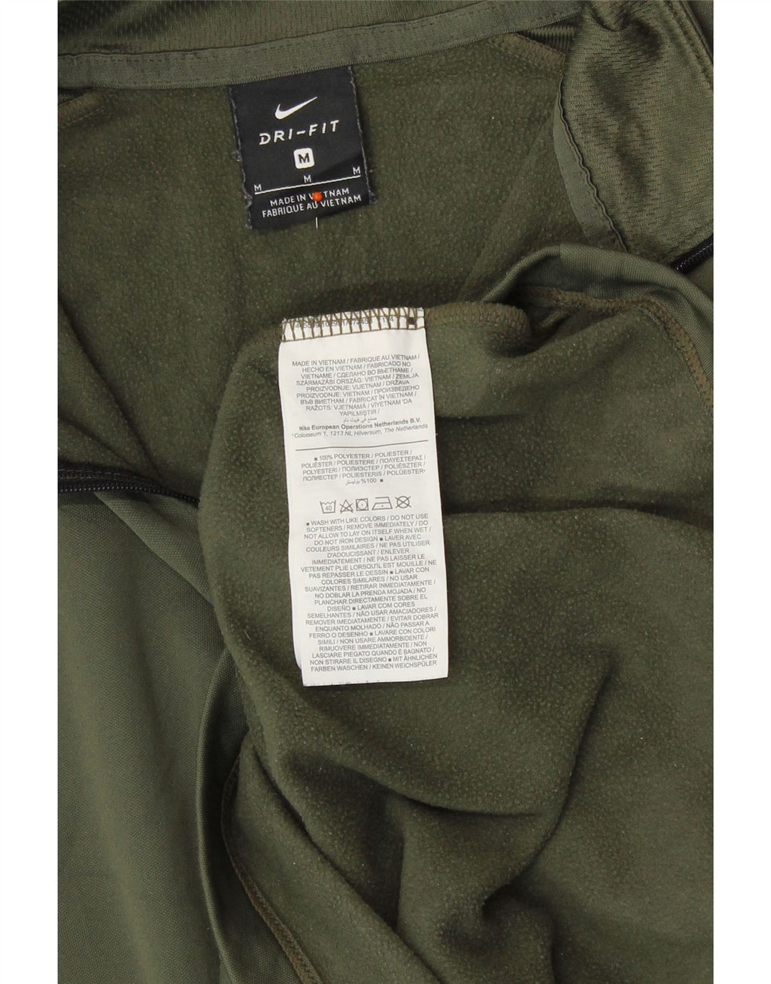 NIKE Herre Dri Fit Grafisk Pullover Træningsdragt Top Medium Khaki Colourblock