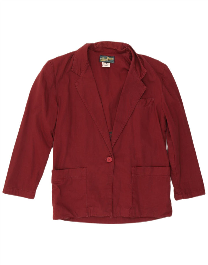Vintage Dame 1 Knap Oversized Blazer Jacket UK 10 Small Bourgogne Bomuld