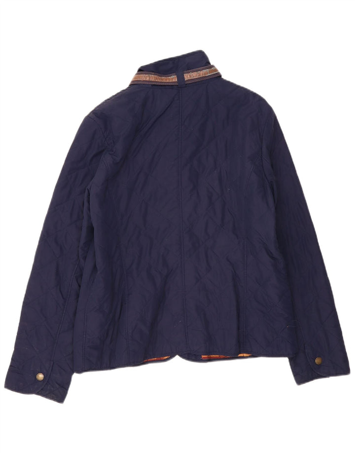 Ralph Lauren Dame Quilted Jacket UK 16 Large Navy Blue Polyester