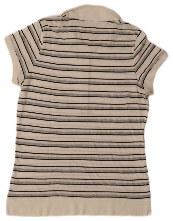 Tommy Hilfiger Kortærmet Polo Shirt til kvinder UK 14 Stor Off White Stribet