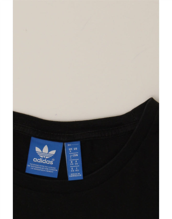 ADIDAS Womens Oversized Graphic T-Shirt Top UK 8 Small Black Vintage Adidas and Second-Hand Adidas from Messina Hembry 