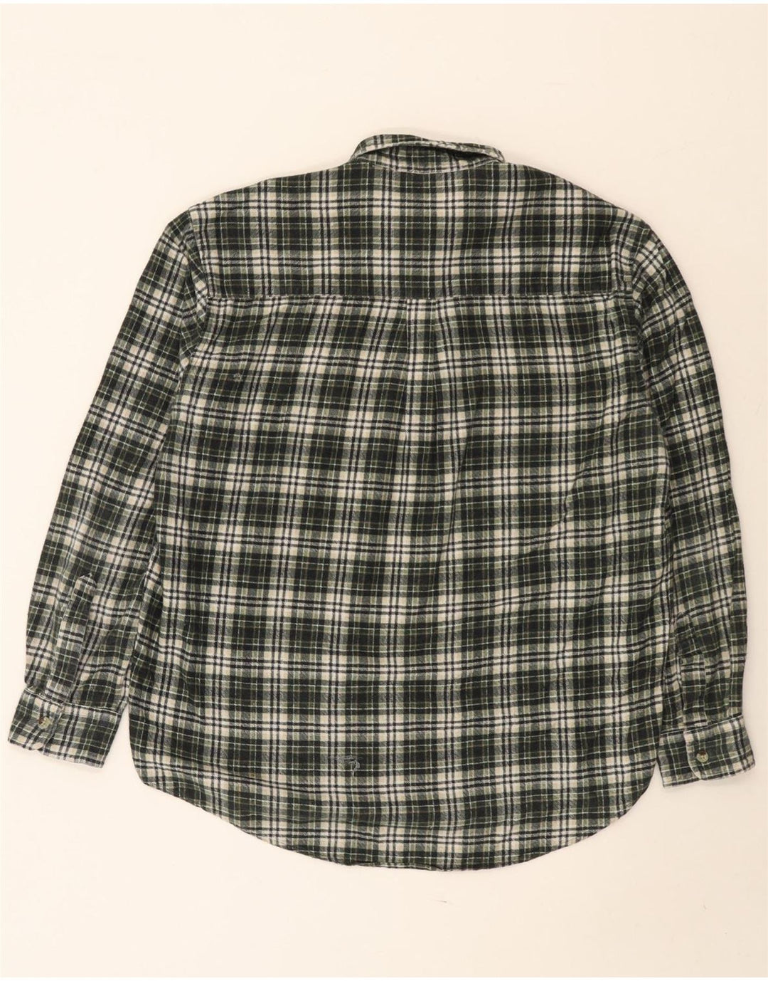 Vintage flannelskjorte til mænd, stor grøn ternet bomuld