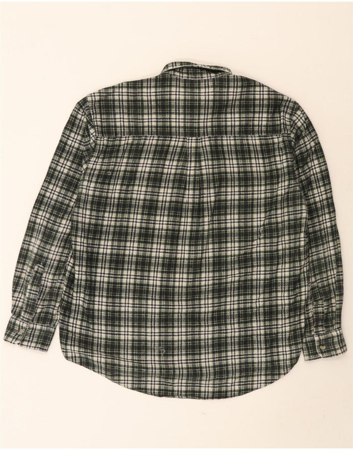 Vintage flannelskjorte til mænd, stor grøn ternet bomuld