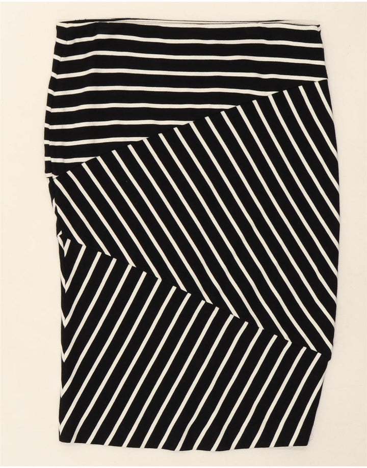 MOSSIMO Womens Straight Skirt Medium W30 Black Striped Rayon Vintage Mossimo and Second-Hand Mossimo from Messina Hembry 