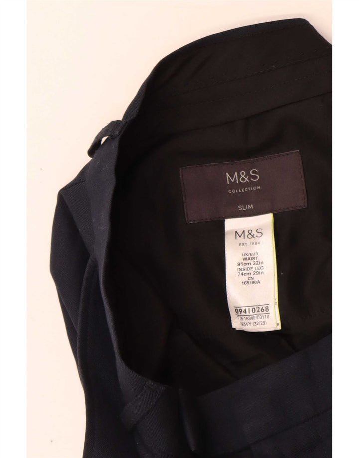 Marks & Spencer Herre Slim Suit Bukser W32 L29 Navy Blue Polyester