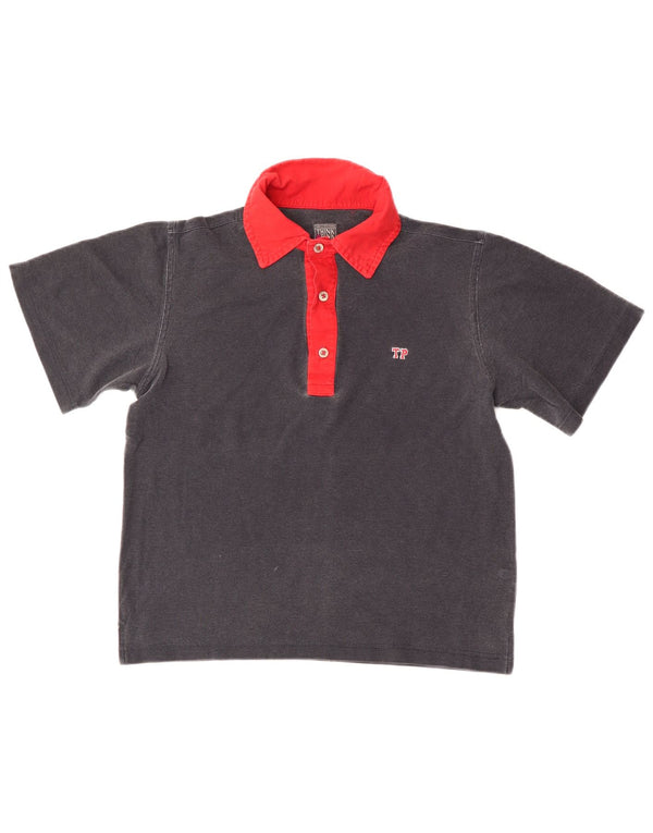 Tænk Pink Boys Polo Shirt 9-10 Years Grey Colourblock Cotton
