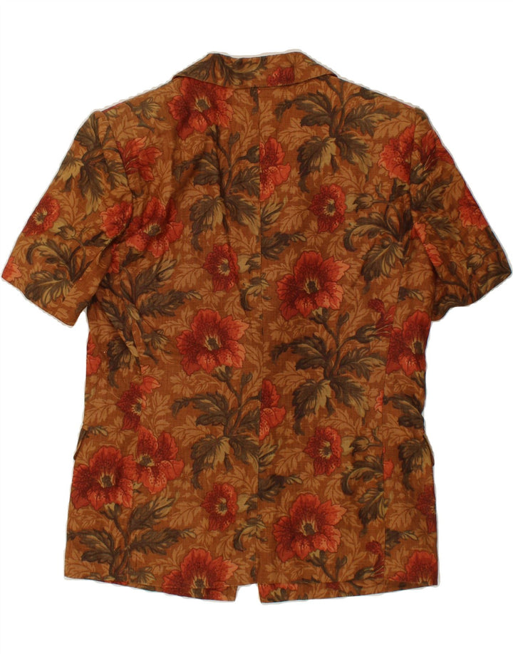 MARELLA Womens 1 Button Short Sleeve Blazer Jacket UK 14 Medium Brown Vintage Marella and Second-Hand Marella from Messina Hembry 