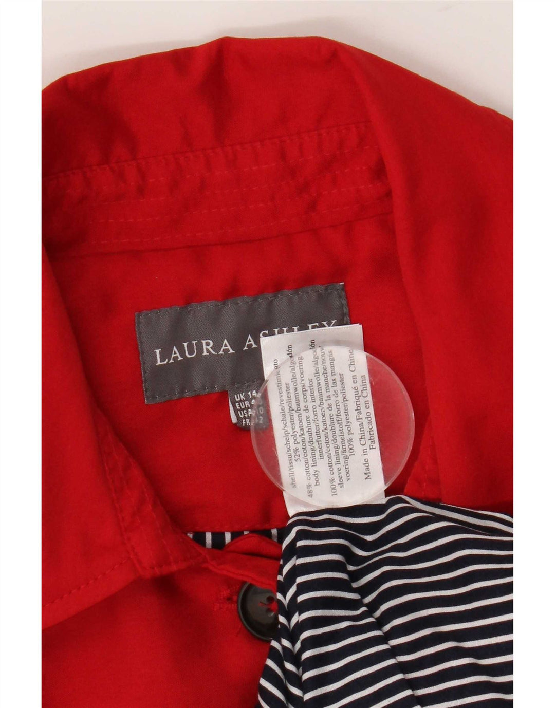 Laura Ashley Dame Trench Coat UK 14 Medium Rød Polyester