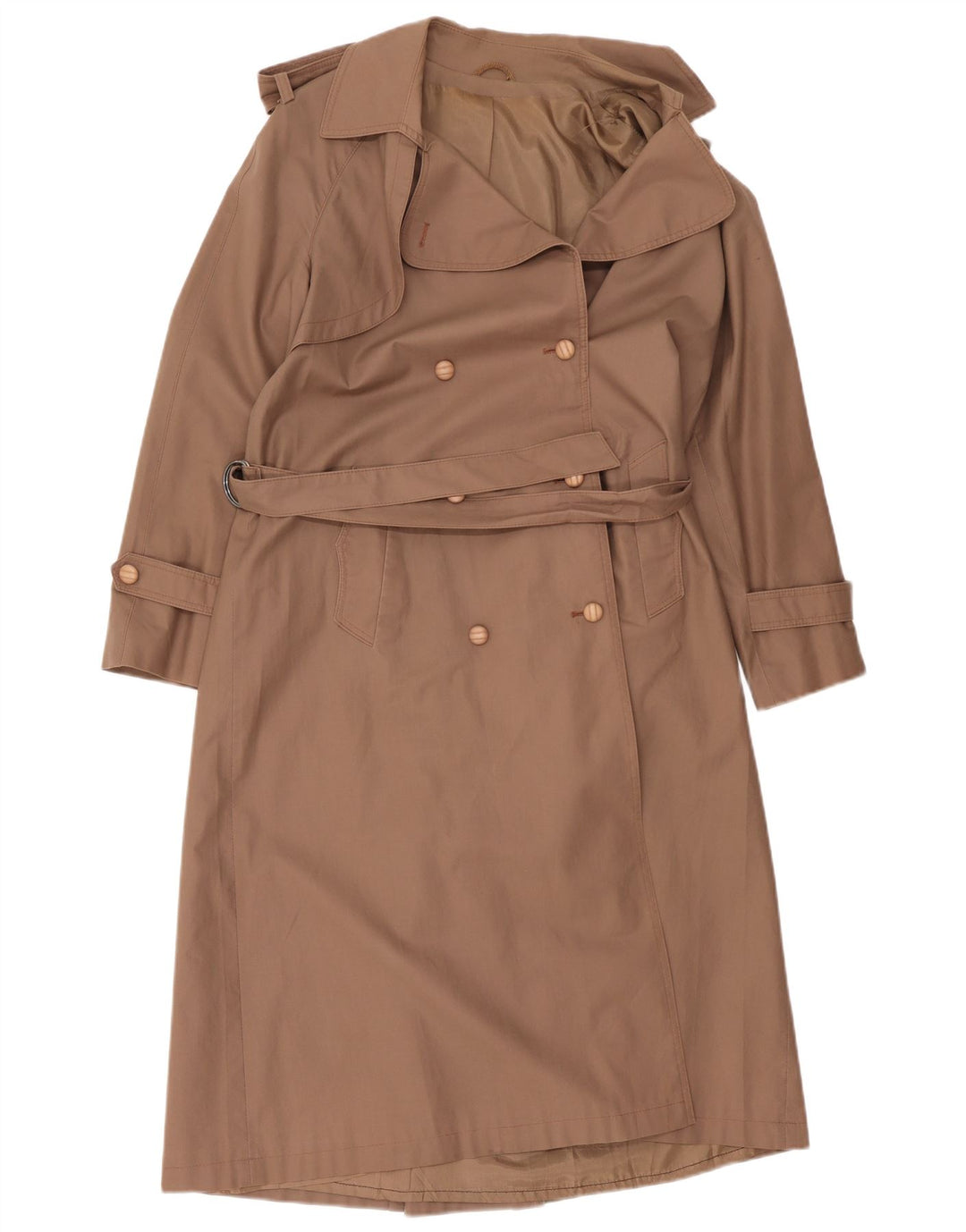 Vintage oversize trenchcoat til kvinder EU 36 lille beige bomuld