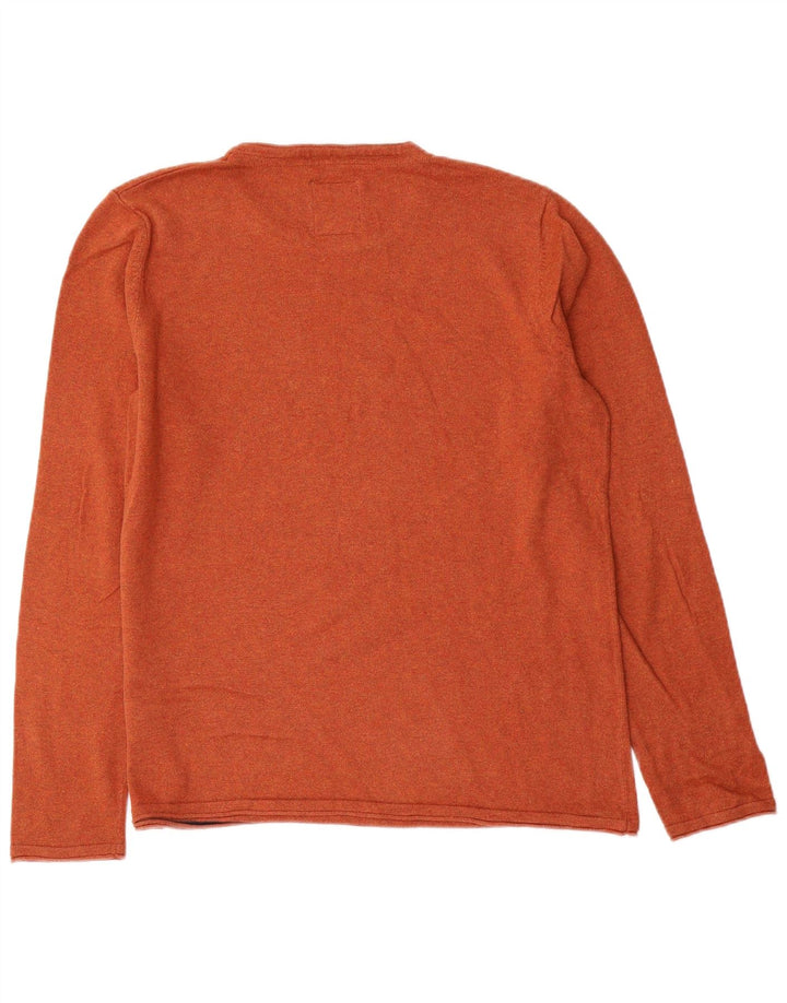 Fedt ansigt herre rund hals sweater stor brun bomuld