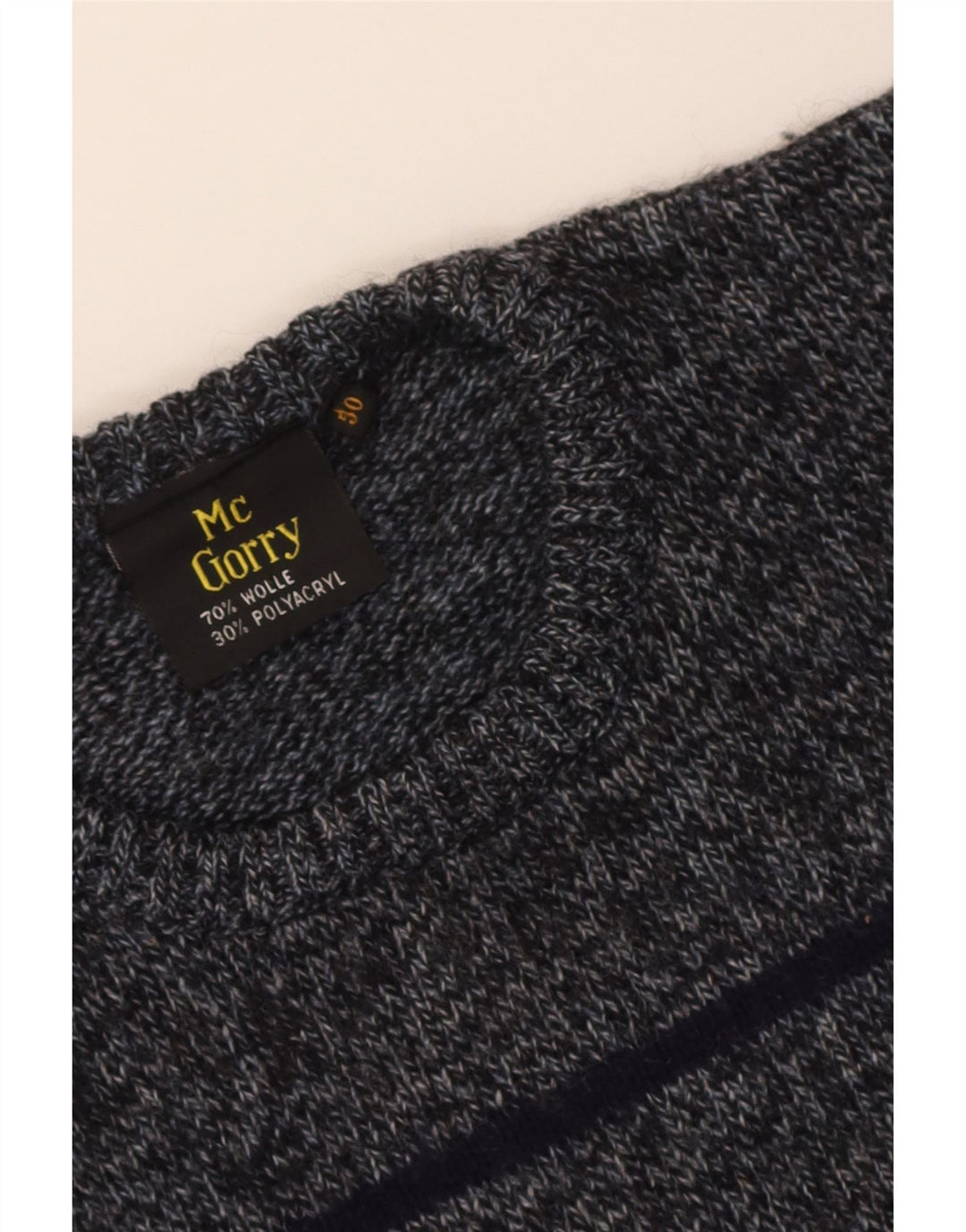 Vintage mænd med rund hals sweater IT 50 mellem grå stribet uld