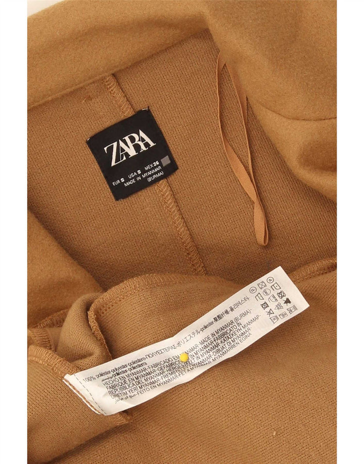 Zara Womens Open Overcoat UK 10 Small Beige Polyester