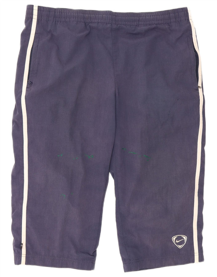 NIKE Mens Bermuda Sport Shorts Large  Navy Blue Polyester