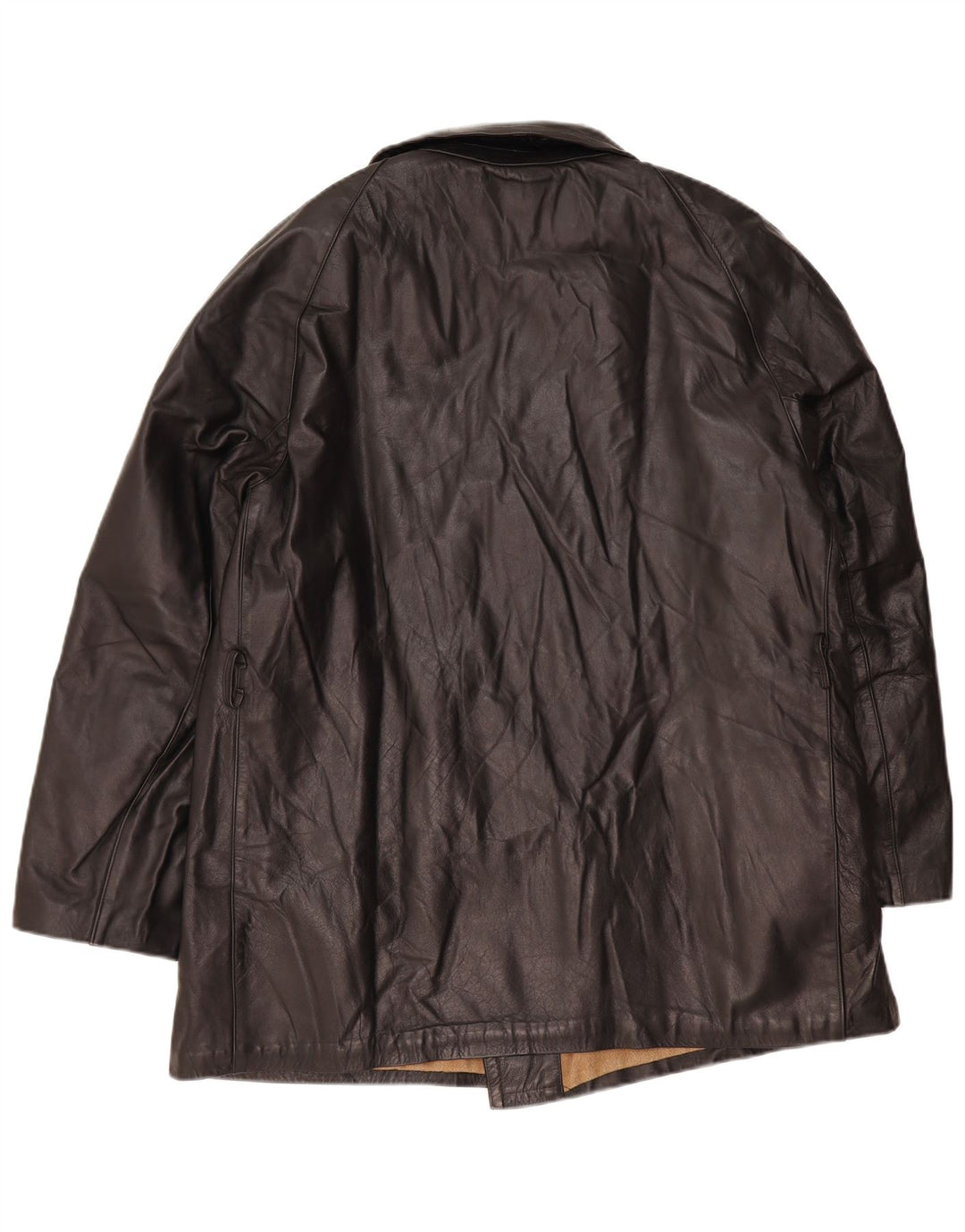 Vintage herre dobbeltradet læderjakke IT 56 3XL Sort