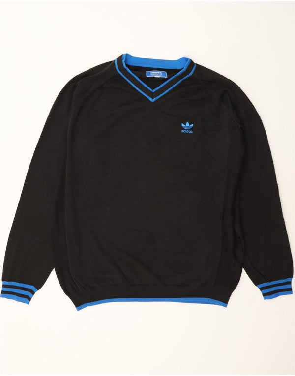 Adidas Herre V-hals sweater XL sort stribet bomuld