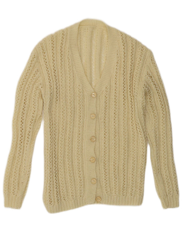 Vintage hæklet cardigan sweater til kvinder UK 14 Medium Off White