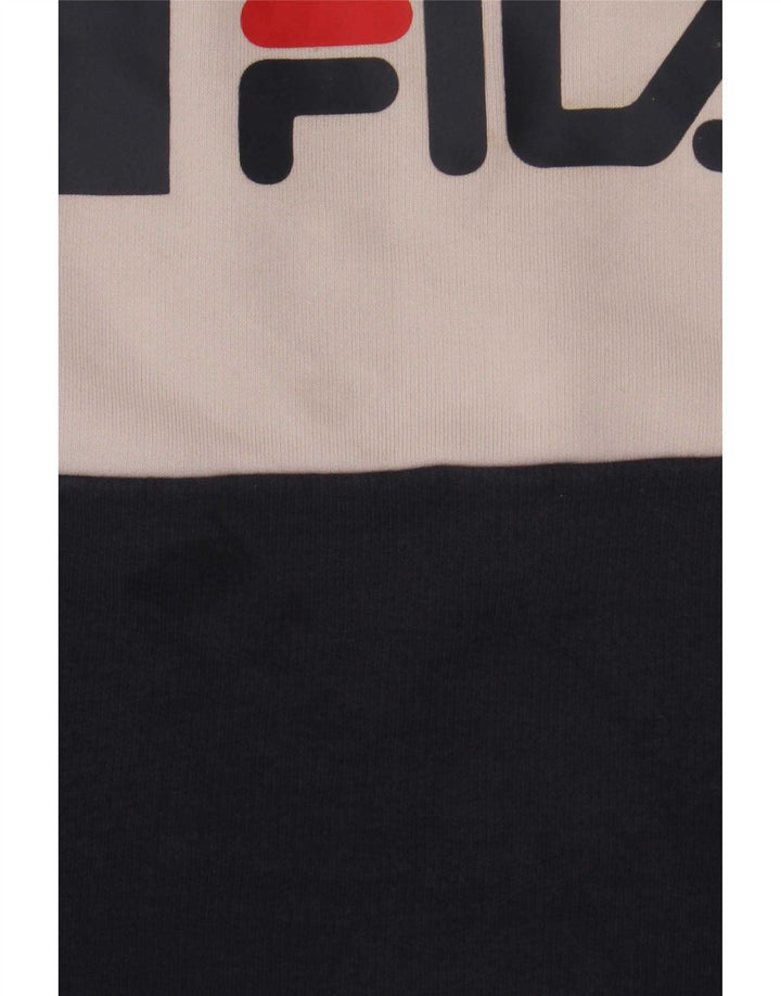 Fila Dame Grafisk Sweatshirt Jumper UK 14 Medium Rød Colourblock Bomuld