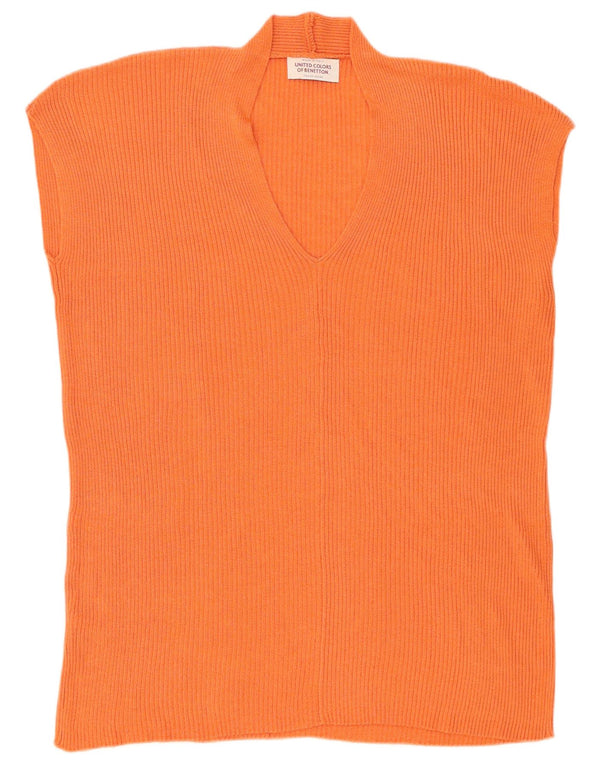 Benetton Dame Oversized Vest Tank Top UK 14 Medium Orange Viscose