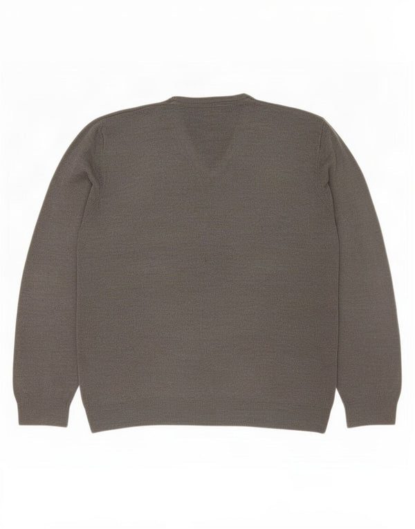 Marks & Spencer Mens Regular Fit V-Neck Jumper Sweater XL Grey Acrylic
