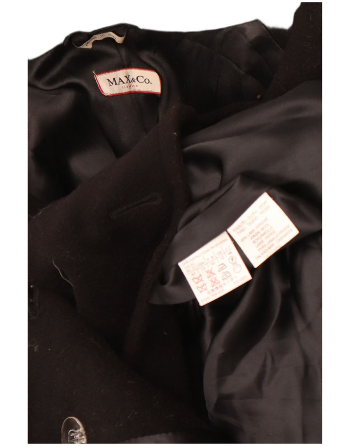 Max & Co. Dobbeltradet frakke til kvinder UK 12 Medium Black Virgin Wool