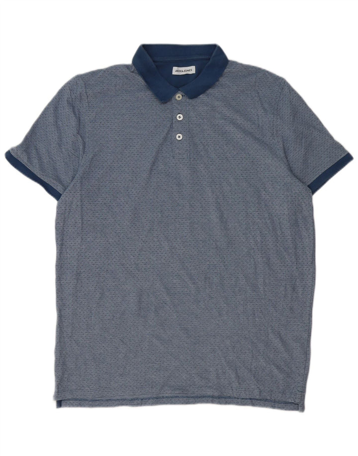 Jack & Jones herre poloshirt XL blå plettet bomuld