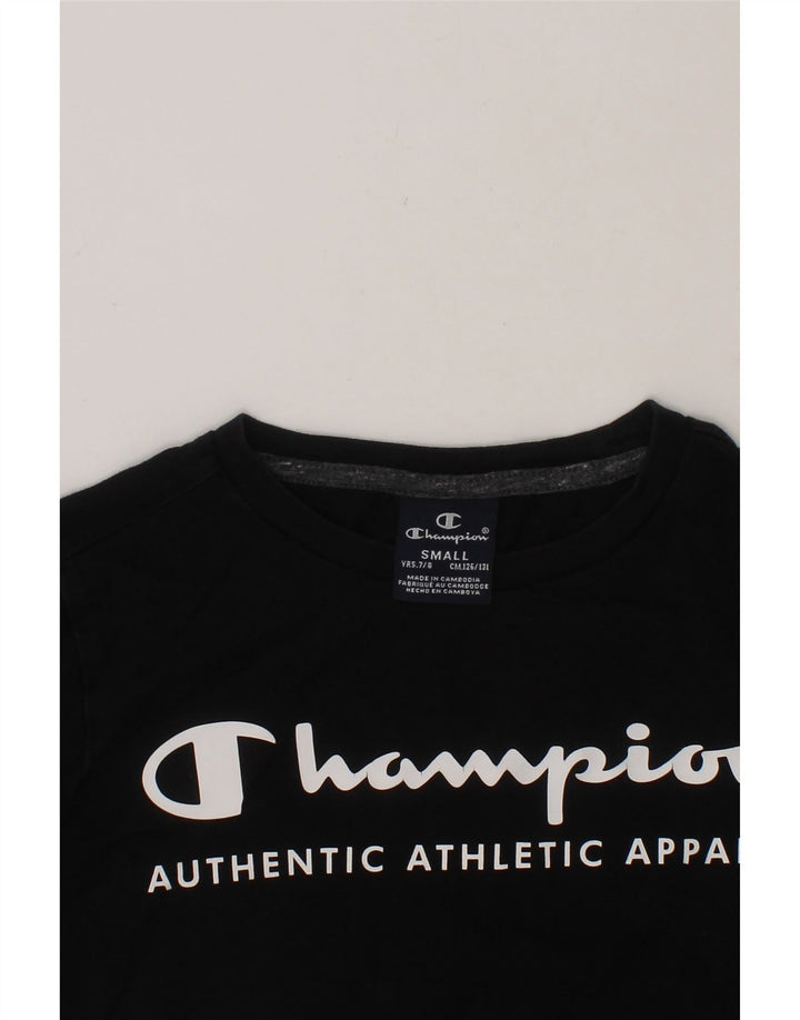 CHAMPION Boys Graphic Top Long Sleeve 7-8 Years Small  Black Colourblock Vintage Champion and Second-Hand Champion from Messina Hembry 