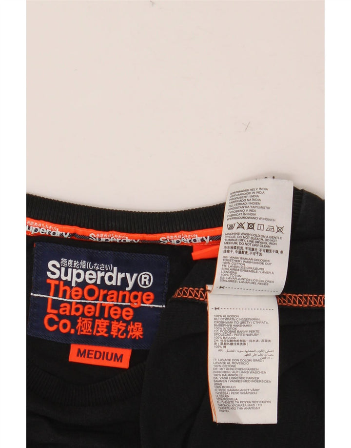 SUPERDRY Herre T-Shirt Top Medium Sort Bomuld