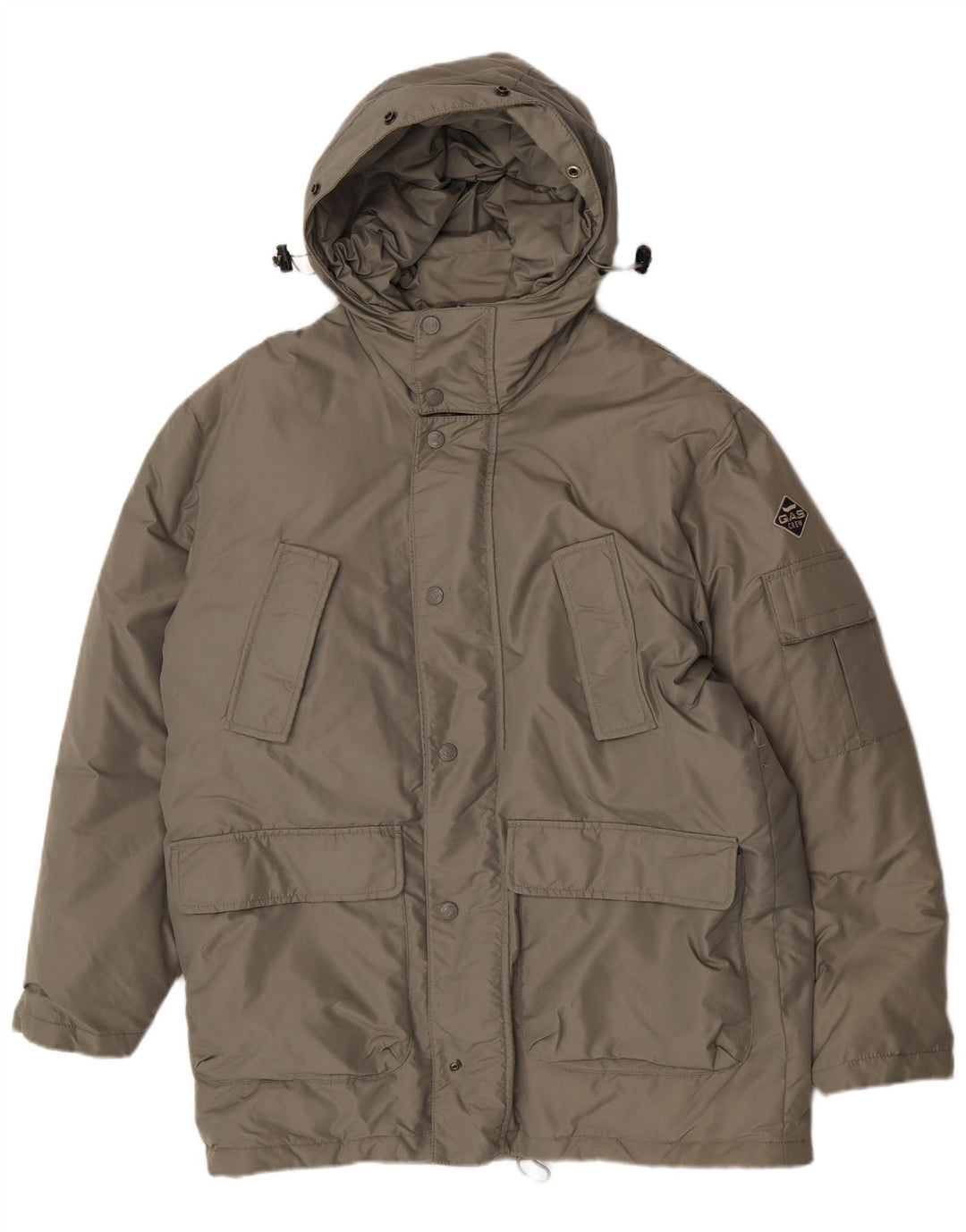Gas Herre Hooded Polstret Frakke UK 38 Medium Khaki Nylon Winter