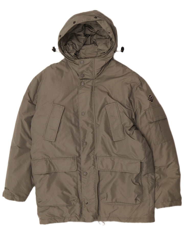 Gas Herre Hooded Polstret Frakke UK 38 Medium Khaki Nylon Winter