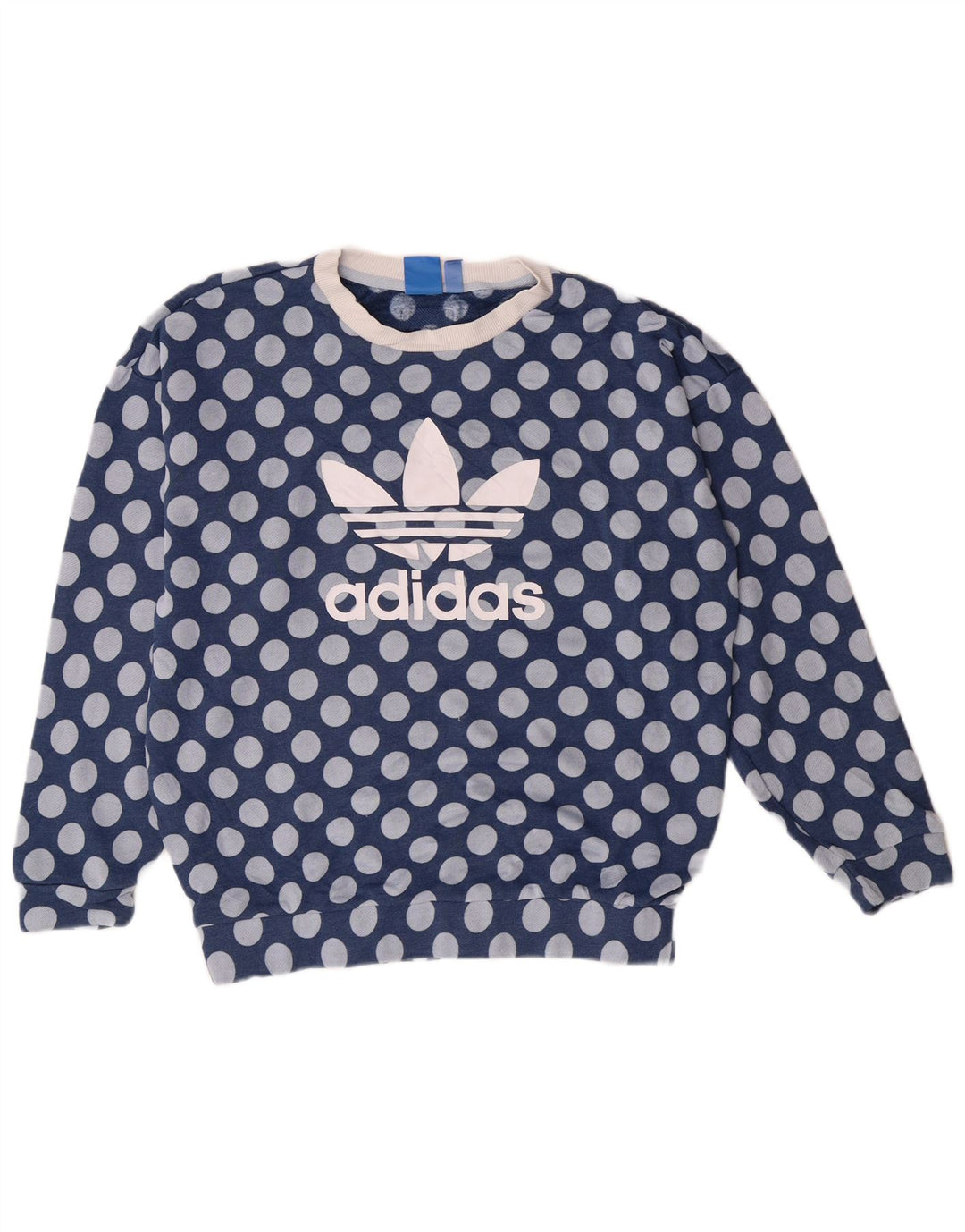 Adidas Graphic Sweatshirt Jumper UK 10 Small Blue Polyester