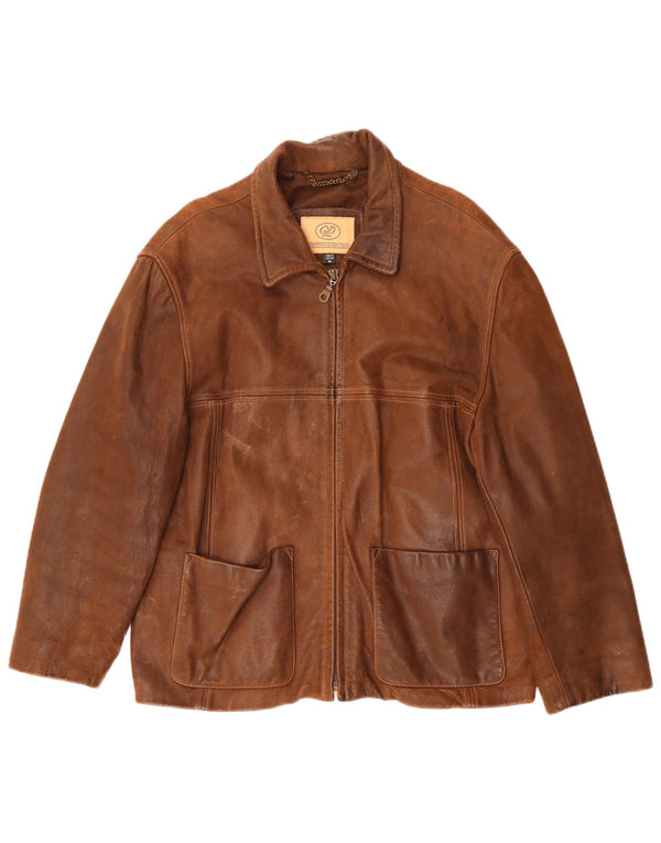 Vintage Herre Læderjakke UK 38 Medium Brun Læder