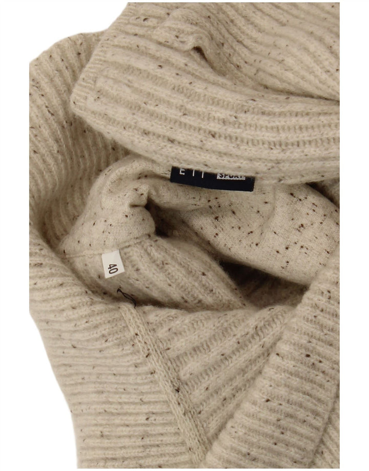 Vintage dame sjalhals sweater EU 40 Medium Off White Flecked
