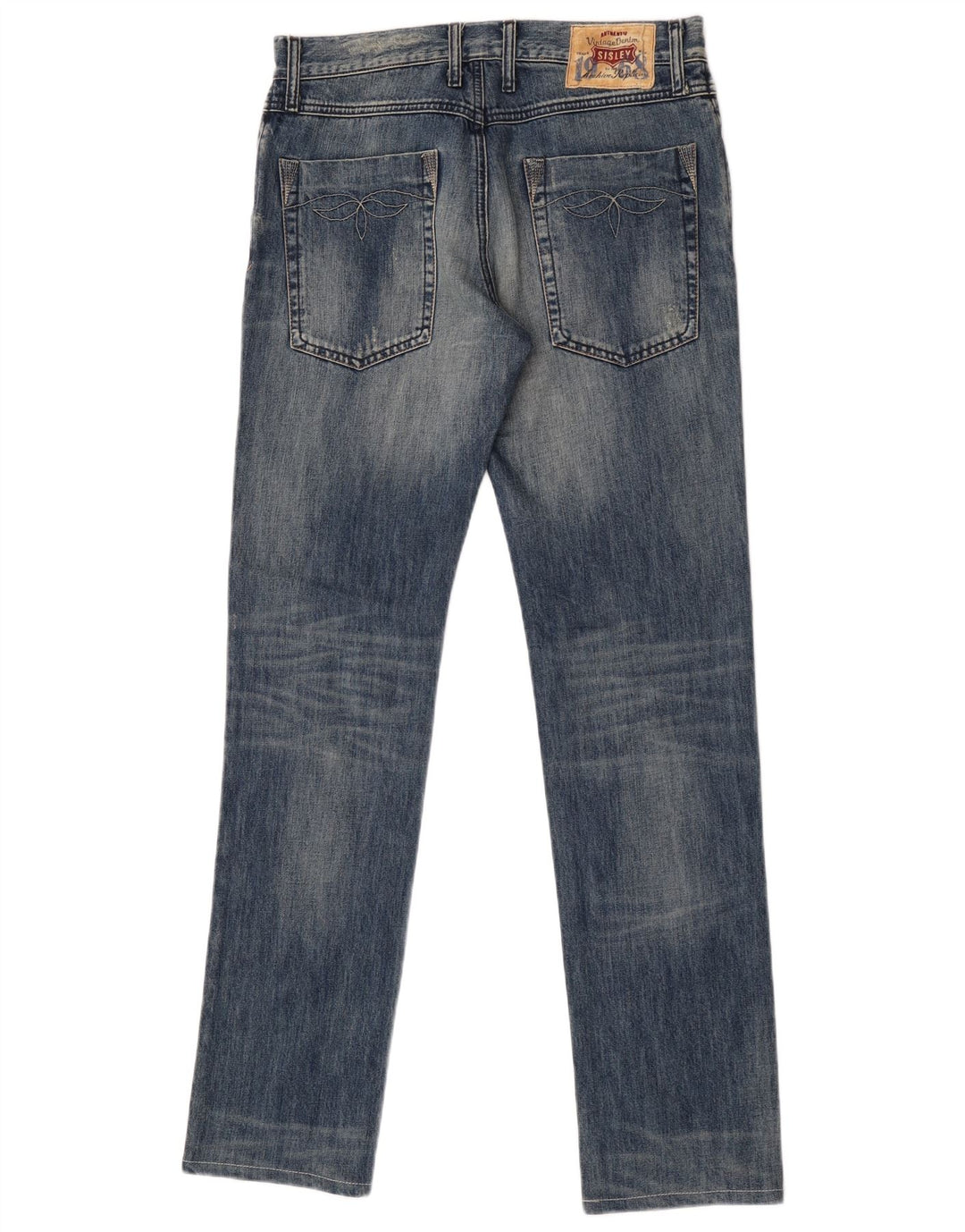 Sisley Mens Distressed Slim Jeans W31 L33 Blå Bomuld