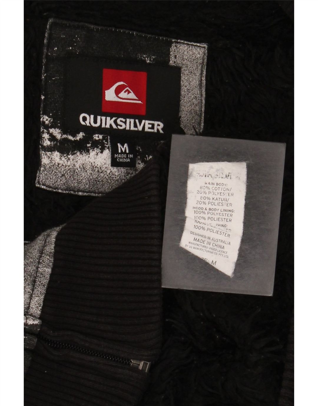 Quiksilver Hættetrøje med lynlås til mænd Medium Sort Gingham Bomuld