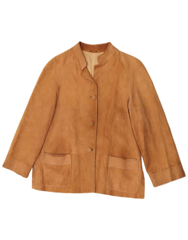 Vintage dame 3-knaps ruskind blazerjakke UK 14 Medium Beige