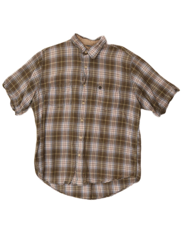 Timberland Kortærmet Herreskjorte Medium Khaki Ternet linned