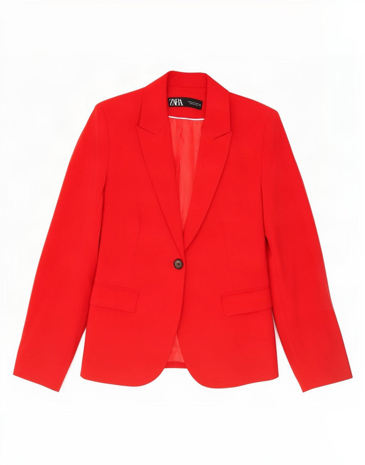 Zara Dame 1-knaps blazerjakke EU 36 XS Rød Polyester