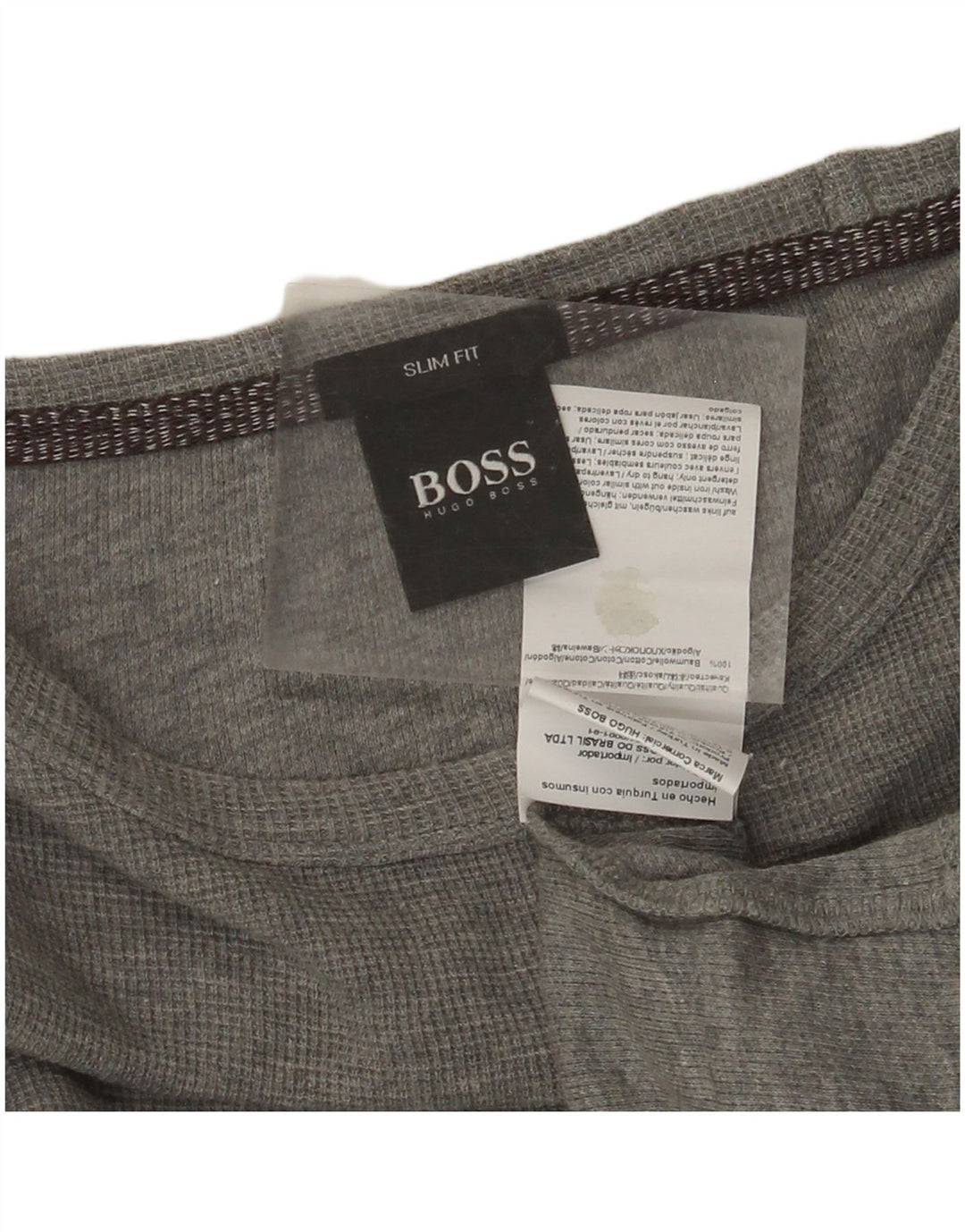 HUGO BOSS Herre Slim Fit Top Langærmet Stor Grå Bomuld