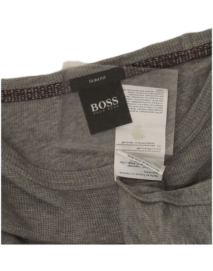 HUGO BOSS Herre Slim Fit Top Langærmet Stor Grå Bomuld