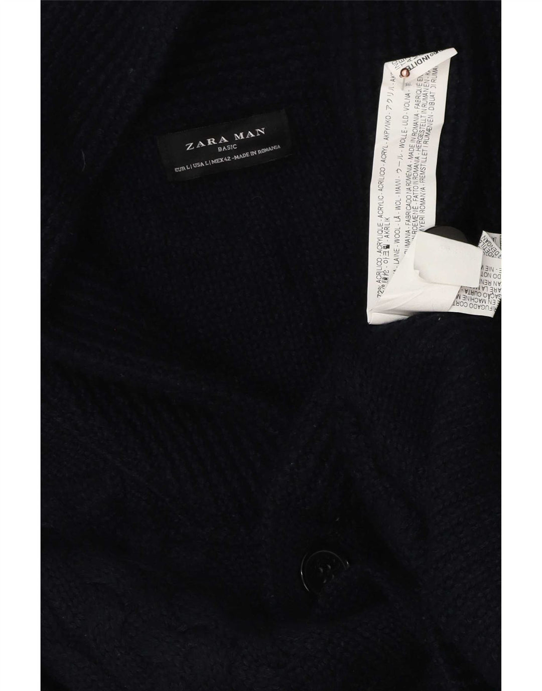 Zara Herre Cardigan Sweater Stor Marineblå Akryl