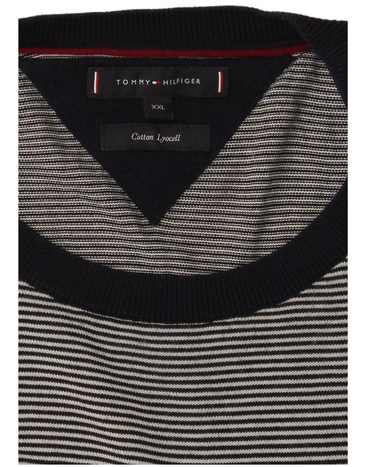 TOMMY HILFIGER Herre sweater med rund hals 2XL marineblå nålestribe