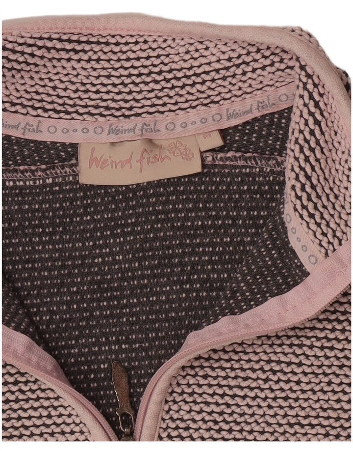 Weird Fish Womens Zip Neck Sweatshirt Jumper UK 12 Medium Pink