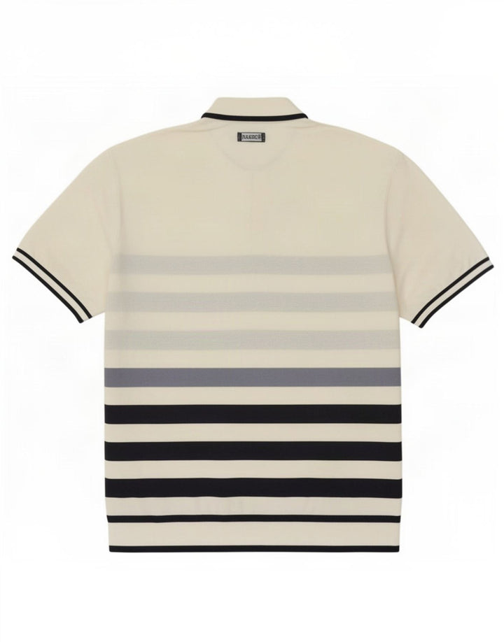 Marks & Spencer Herre Polo Neck Jumper Sweater 2XL Hvid Stribet