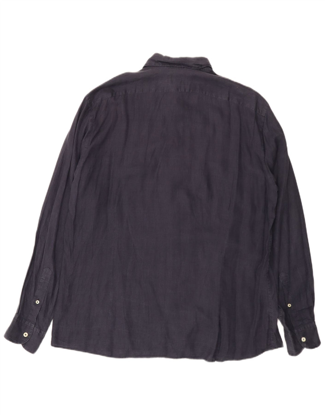 Brooksfield Herreskjorte str. 43 Large Navy Blue Linen