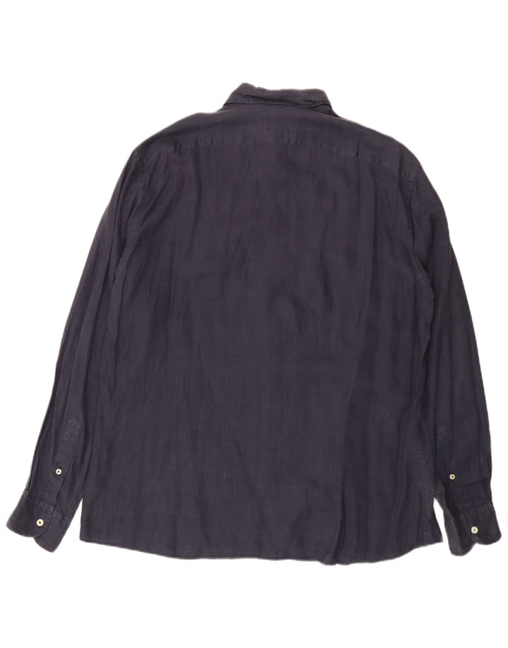 Brooksfield Herreskjorte str. 43 Large Navy Blue Linen